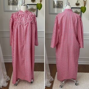 Vintage 70s Styled by Saybury Red Gingham House Coat Nightgown S M